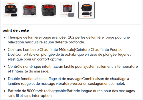 Ceinture Chauffante Dos – Détente & Soulagement en 15 min sans fil